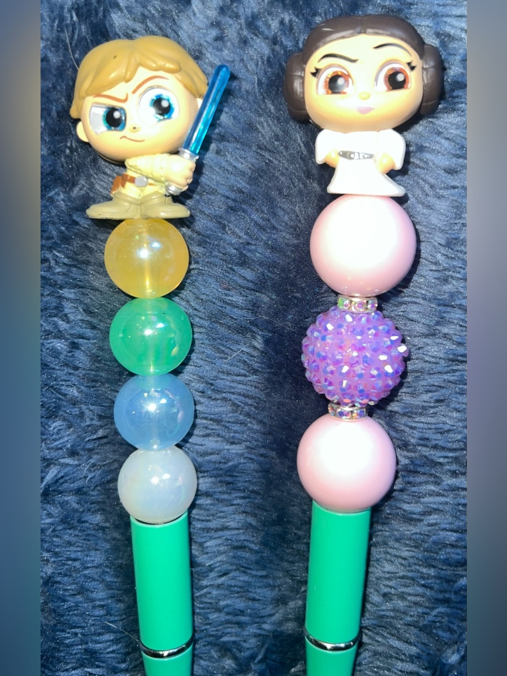 Disney Doorables Beaded Character Pen Set - Luke & Leia - Handmade New